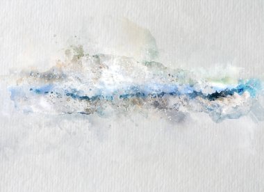 Soyut boya suyu mavi deniz dalgası. Yaratıcı soyut boyalı arka plan, duvar kağıdı, doku. Modern sanat. Çağdaş sanat.