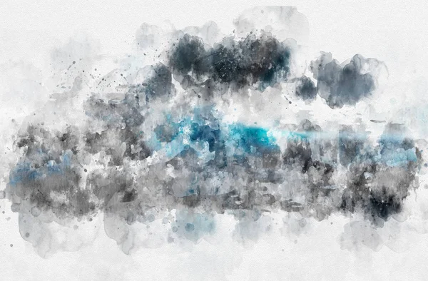 背景に青い海の波の水彩画 創造的な抽象的な絵の背景 テクスチャ — ストック写真