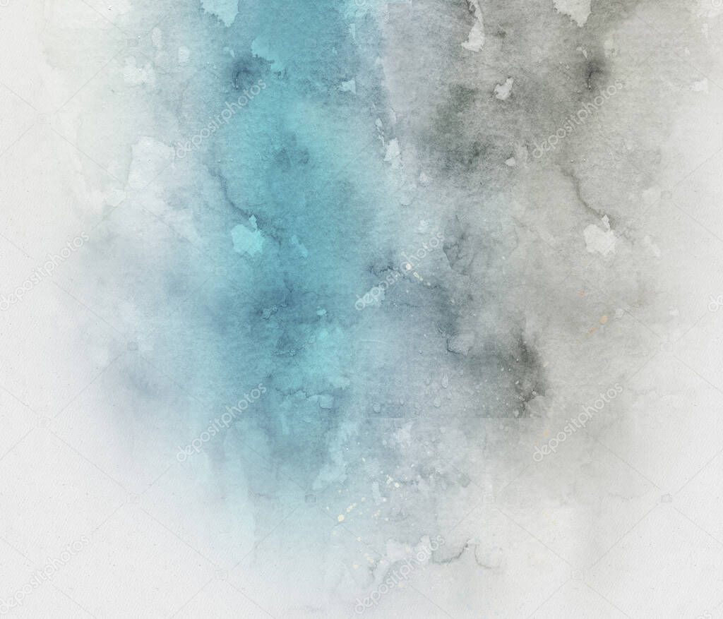 Abstract blue and light gray watercolor for background. Creative abstract painted background, wallpaper, texture.
