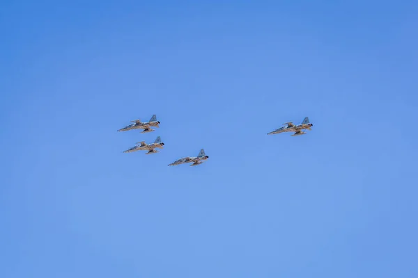 Sevilha Espanha Junho 2019 Modernos Caças Militares Armados Voam Formação — Fotografia de Stock