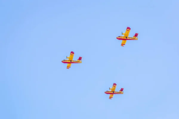 Sevilla Spania Iunie 2019 Avioane Militare Moderne Zboară Formare Cer — Fotografie, imagine de stoc