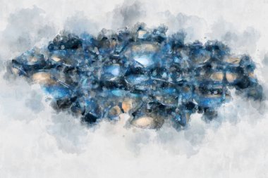 Mavi fütüristik soyut suluboya doku arka planı. Resmedilmiş suluboya arkaplan