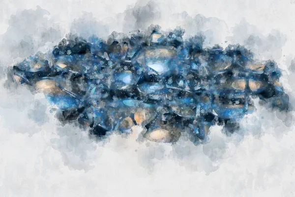 青の未来的な抽象的な水彩の質感の背景 近現代美術水彩画背景 — ストック写真