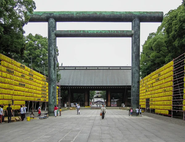 Tokió Japán 2009 Július Papírlámpák Második Kapu Daini Torii Yasukuni — Stock Fotó