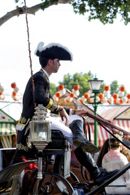 Seville, İspanya - 09 Mayıs 2019: Nisan Fuarı (Feria de Abril), Sevilla Fuarı (Feria de Sevilla), Endülüs, İspanya