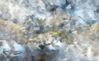 Kış Soyut suluboya resim arka planı. Tuval üzerine suluboya. Renk dokusu. Fırça darbeleri. Modern sanat. Çağdaş sanat. Renkli tuval. Suluboya damlaları
