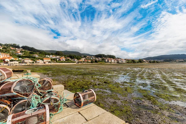 Combarro 'nun balıkçı köyü. Galiçya 'da turizm. İspanya 'nın en güzel yerleri..