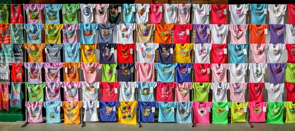 Sevilla Spain February 2019 Collection Summer Colorful Shirts Funny Screen — Stock Photo, Image