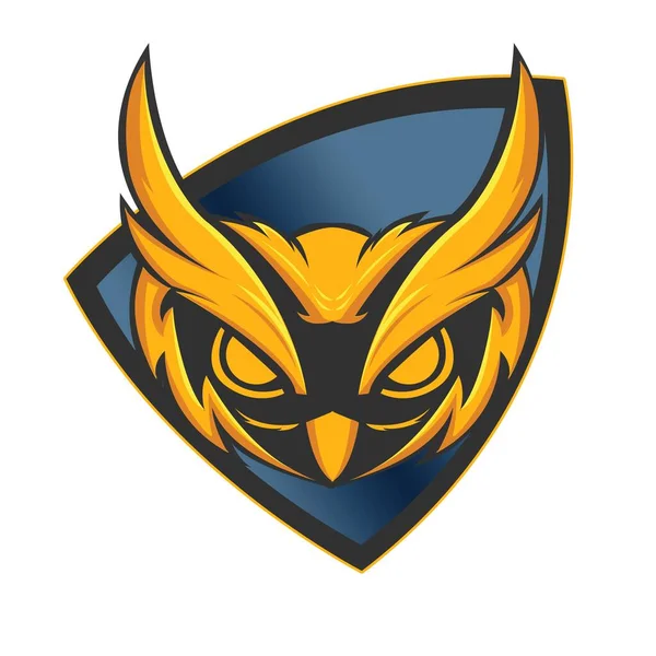 Owl Head Iron Shield Vector Illustration — Vetor de Stock