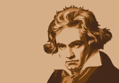 Alman piyanist ve ünlü klasik müzik bestecisi Beethoven 'ın çizilmiş portresi..