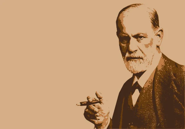 Retrato Bosquejado Sigmund Freud Famoso Neurólogo Austríaco Fundador Del Psicoanálisis — Vector de stock