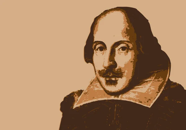 Gezeichnetes Porträt Von William Shakespeare Dem Berühmten Englischen Schriftsteller Und — Stockvektor