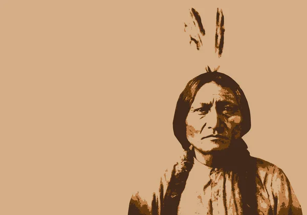 Porträts Des Indianerhäuptlings Sitting Bull Der Während Der Eroberung Des — Stockvektor