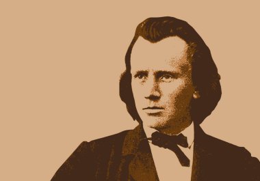 Ünlü Alman klasik müzik piyanisti ve besteci Johannes Brahms 'ın portresi.