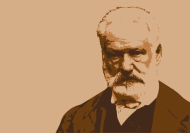 Ünlü 19. yüzyıl Fransız yazar ve politikacı Victor Hugo 'nun portresi..