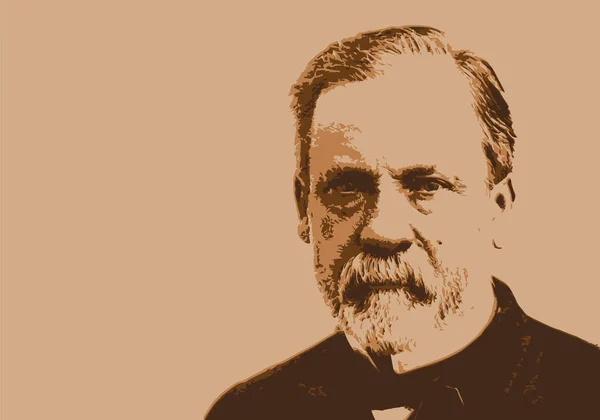 Retrato Desenhado Louis Pasteur Famoso Médico Que Descobriu Vacina Rábica — Vetor de Stock