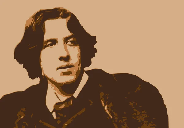 Retrato Oscar Wilde Famoso Escritor Romancista Poeta Irlandês — Vetor de Stock