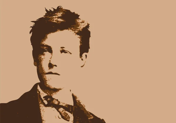 Arthur Rimbaud 'nun portresi, 19. yüzyılın ünlü Fransız şair ve yazarı..