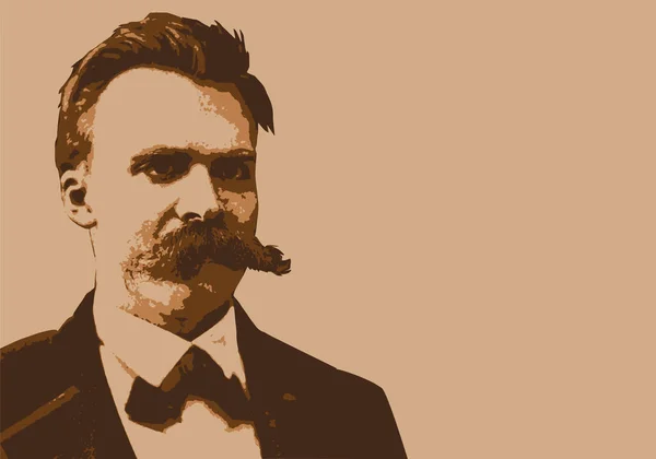 Retrato Dibujado Friedrich Nietzsche Famoso Filósofo Alemán — Archivo Imágenes Vectoriales