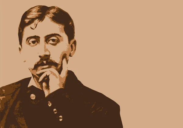 Gezeichnetes Porträt Von Marcel Proust Dem Berühmten Französischen Schriftsteller — Stockvektor