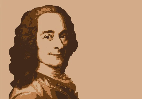 Skizziertes Porträt Voltaires Des Berühmten Französischen Philosophen Des Jahrhunderts — Stockvektor