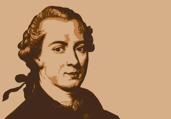 Retrato Dibujos Animados Immanuel Kant Famoso Filósofo Alemán Del Siglo — Vector de stock