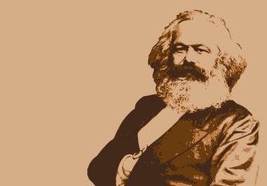 Karl Marx 'ın çizilmiş portresi, ünlü Amerikalı hatip, köleliği kaldıran.