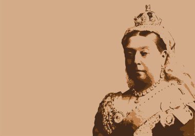 19. yüzyılda İngiltere 'yi yöneten tarihi bir İngiliz ikonu olan Kraliçe Victoria' nın çizilmiş portresi..