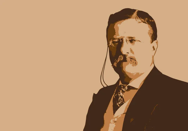 Narysowany Portret Theodore Roosevelta Słynnego Polityka Amerykańskiego Prezydenta Stanów Zjednoczonych — Wektor stockowy
