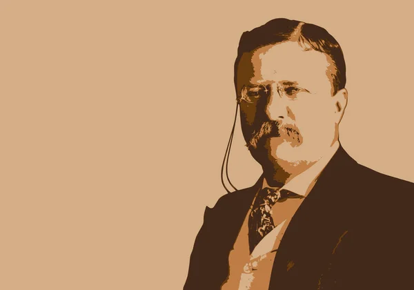 Portrait Dessiné Theodore Roosevelt Célèbre Politicien Américain Président Des États — Image vectorielle