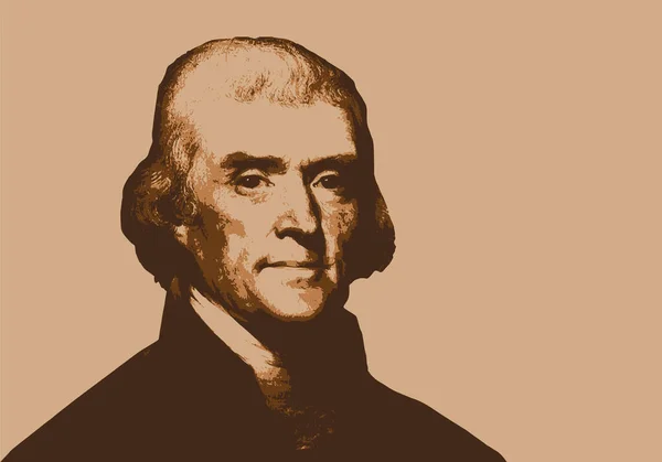 Gezeichnetes Porträt Von Thomas Jefferson Dem Berühmten Amerikanischen Politiker Und — Stockvektor