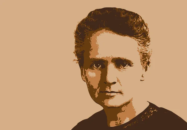 Ünlü Fransız fizikçi ve kimyager Marie Curie 'nin portresi. Radyoaktivite keşfi için Nobel Ödülü.