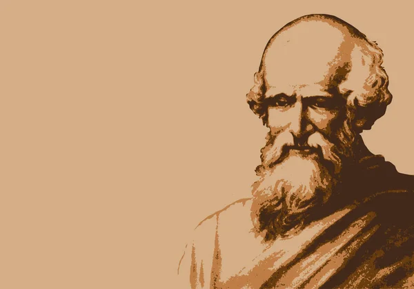 Drawn Portrait Archimedes Famous Scientist Scholar Ancient Greece — Stock Vector
