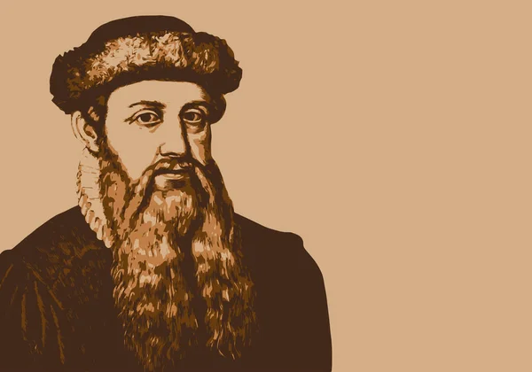 Gutenberg 'in resmedilmiş portresi. Matbaa icat etmesiyle ünlü..