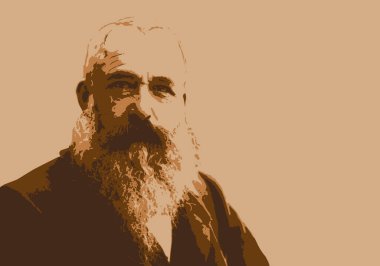 Drawn portrait of Claude Monet, the famous French impressionist painter of the 19th century. clipart