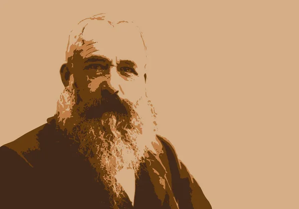 Portrait Dessiné Claude Monet Célèbre Peintre Impressionniste Français Xixe Siècle — Image vectorielle