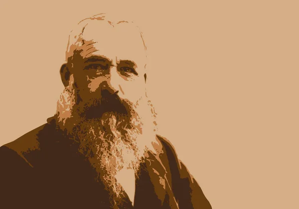 Retrato Dibujado Claude Monet Famoso Pintor Impresionista Francés Del Siglo — Vector de stock