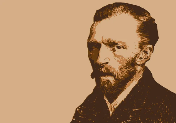 Retrato Dibujado Vincent Van Gogh Famoso Pintor Holandés Del Siglo — Vector de stock