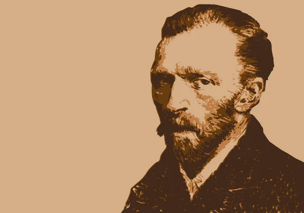 Retrato Desenhado Vincent Van Gogh Famoso Pintor Holandês Século Xix — Vetor de Stock