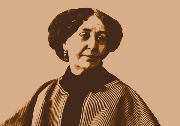 Retrato Dibujado George Sand Famosa Escritora Literatura Francesa — Vector de stock