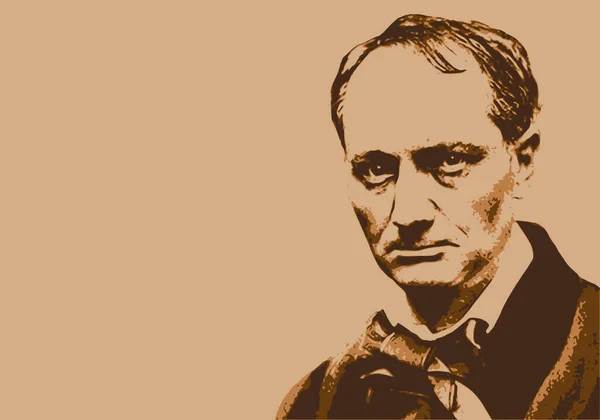 Gezeichnetes Porträt Von Charles Baudelaire Dem Berühmten Französischen Schriftsteller Und — Stockvektor