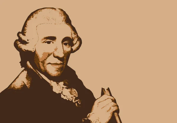 Tecknat Porträtt Joseph Haydn Berömd Österrikisk Kompositör Klassisk Musik — Stock vektor