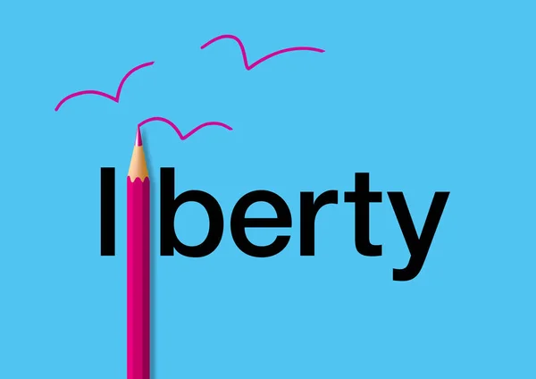 Liberty Koncept Slovem Napsané Černě Modrém Pozadí Červenou Tužkou Která — Stockový vektor