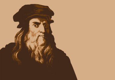 Leonardo da Vinci 'nin çizilmiş portresi, 16. yüzyılın ünlü İtalyan ressamı ve mucidi..