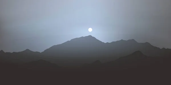 霧の多い日にアルプスのパノラマビュー 太陽は山脈の上に上昇 ちょうどモンブランの上に — ストックベクタ
