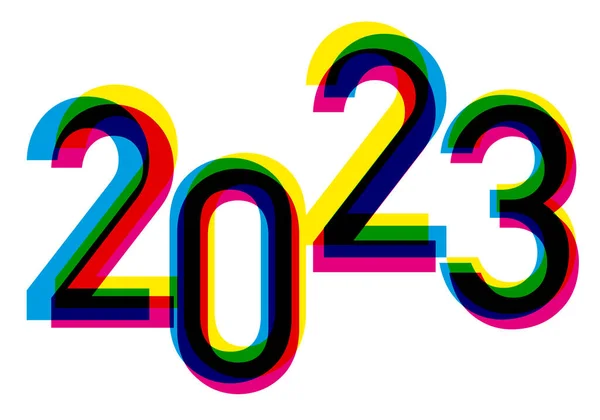 Wenskaart 2023 Met Een Levendige Kleurrijke Grafiek Met Behulp Van — Stockvector