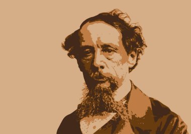 19. yüzyılın ünlü İngiliz yazar ve romancısı Charles Dickens 'ın portresi..