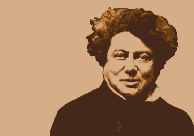 Alexandre Dumas 'ın portresi, 19. yüzyılın ünlü Fransız yazarı ve romancısı..