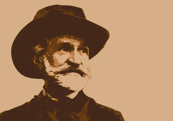 Retrato Dibujado Verdi Famoso Compositor Italiano Música Clásica — Vector de stock