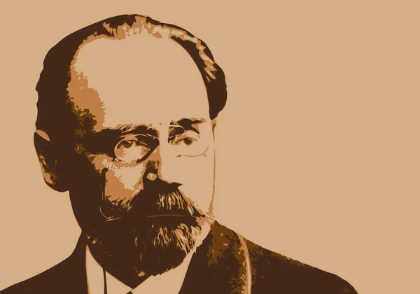 Getekend Portret Van Emile Zola Beroemde Franse Schrijver Romanschrijver Uit — Stockvector